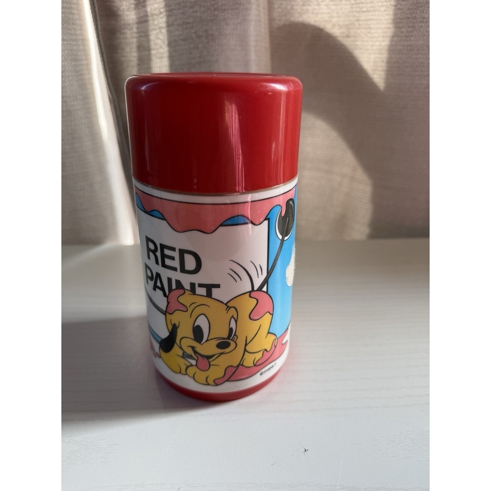 Vintage Pluto Puppy Red Paint Disney Aladdin 8 oz Thermos w/ Stopper 37 Cup 112